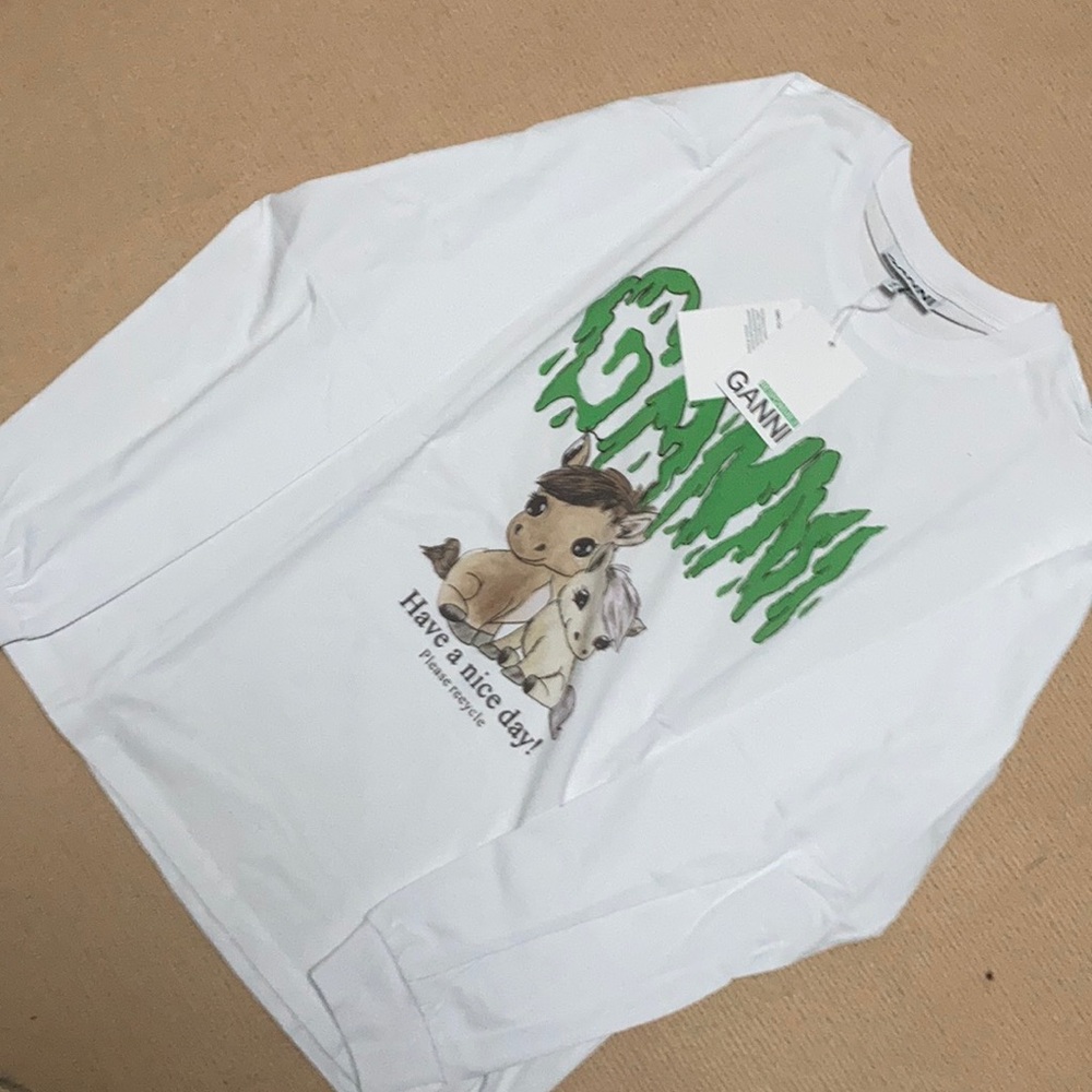 Ganni NewWomen’s Long Graphic cotton Top size Large